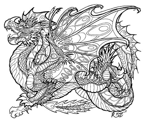 dragon coloring pages  adults  ywa