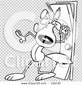 Knocking Wolf Door Illustration Line Rf Royalty Clipart Toonaday sketch template