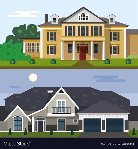 luxury house exterior  flat royalty  vector image