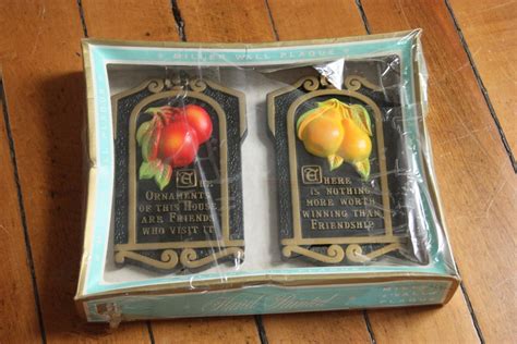 chalkware kitchen plaques set  plaques vintage kitchen etsy