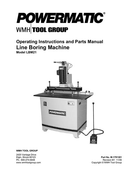 Powermatic Boring Machine Owners Manual Model Lbm21 Manualzz