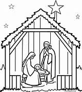 Nativity Scene Coloring Pages Outdoor Printable Kids Cool2bkids sketch template