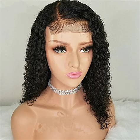 closure curly human hair wigs pre plucked lace front wig remy natural short gem brazilian