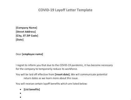covid  layoff letter template