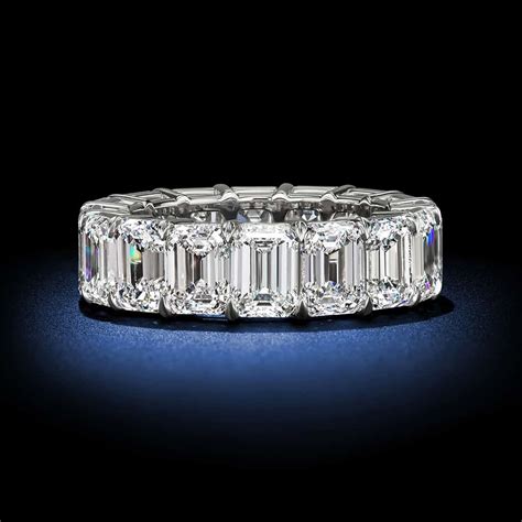 emerald cut  flawless diamond platinum eternity wedding band