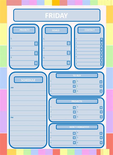 printable day planner templates   excel