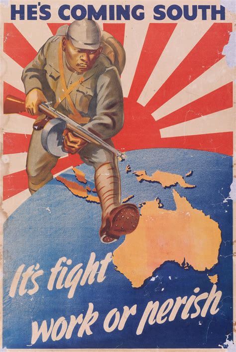 propaganda poster referring   threat  japanese invasion
