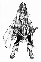 Elf Fantasy Swordswoman Warrior Girl Choose Board sketch template