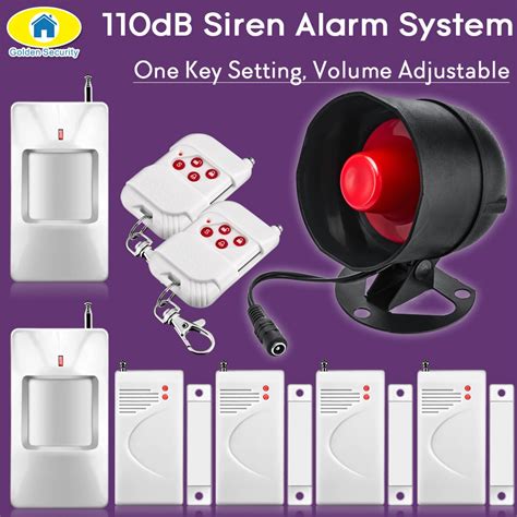 seguridad dorada 110db inalámbrico sistema de alarma de sirena fuerte