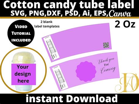 oz cotton candy tub label template cotton candy tub wrapper template