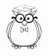 Coloring Owl Pages Eyeglasses Smarty Gown Cap sketch template