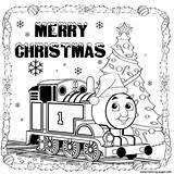 Coloring Thomas Train Pages Christmas Merry Print Printable Kids Friends Santa Trains Color Sheets Online Tank Engine Hat Snow Drawing sketch template