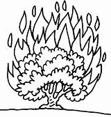 Bush Burning Moses Coloring Pages Drawing Bushfire Craft Printable Kids Bible School Sunday Activity House Activities Fire Color Story Commandments sketch template