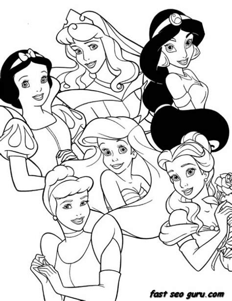 printable beautiful disney princesses coloring pages  girls