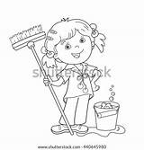 Mop Outline Washing Floors Housework Shutterstock sketch template