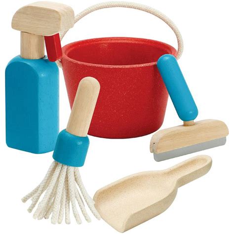 plantoys pretend wooden cleaning toys set