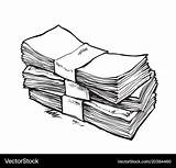 Money Stack Vector Drawing Hand Cash Sketch Royalty Drawn Vectors Vectorstock Illustration Shutterstock Stock sketch template