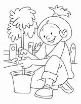 Coloring Pages Tree Arbor Plant Planting Girl Sheet Print Printable Kids Plants sketch template