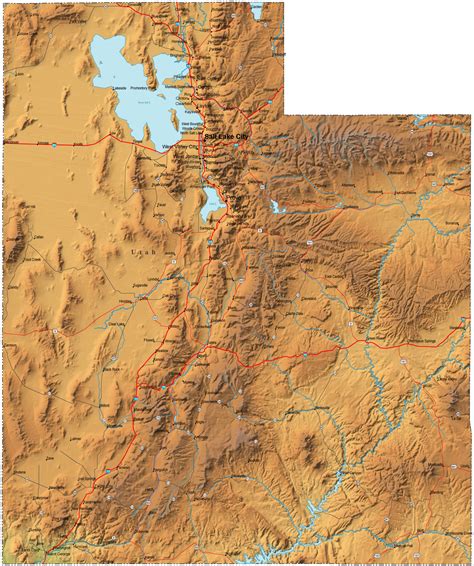 detailed utah map ut terrain map