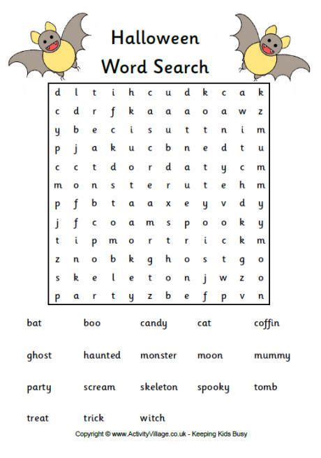 halloween word search  word searches puzzles   kids
