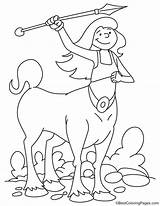 Coloring Centaur Spear Throwing sketch template