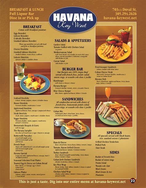 key west menus