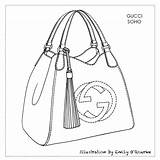 Bag Gucci Drawing Sketch Handbags Handbag Purse Illustration Sketches Fashion Purses Soho Bags Designer Cad Una Borsa Illustrations Draw Shoes sketch template