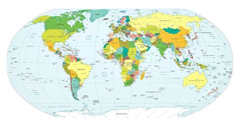 carte du monde detaillee avec pays  capitales