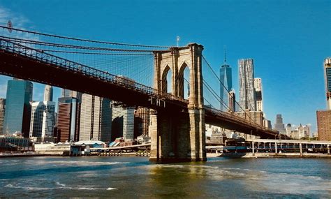 brooklyn bridge  york  stock photo