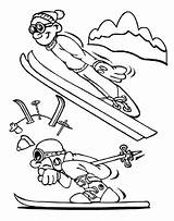Coloring Skiing Jump Awesome Over sketch template
