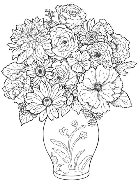 flowers  vase coloring pages coloring book