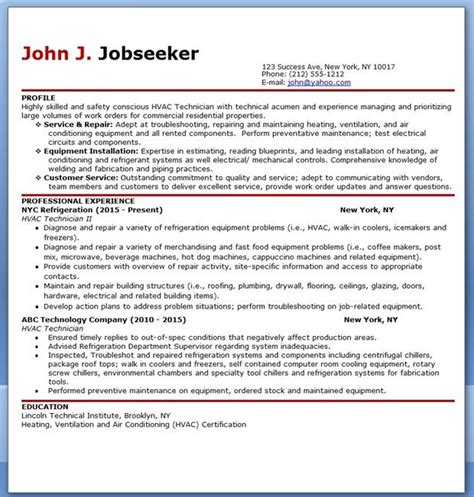 hvac technician resume sample resume pinterest