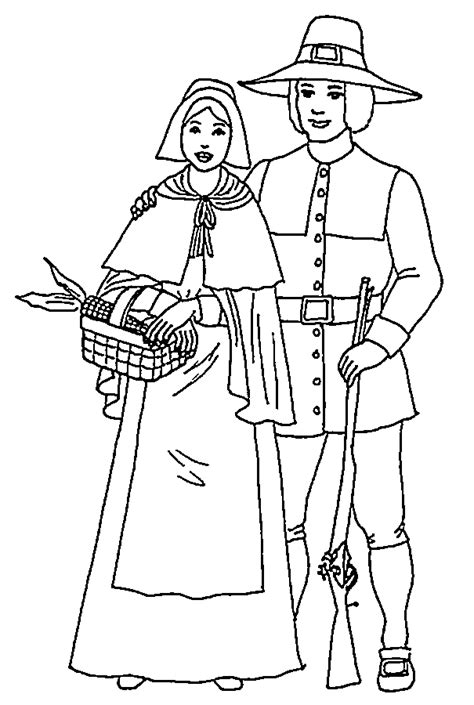 kids printable pilgrim coloring pages  thanksgiving