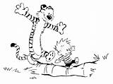 Hobbes Colouring Clker Hugging Wallpaperup sketch template