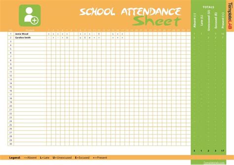 printable attendance sheet templates wordexcel