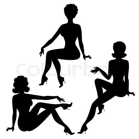 silhouettes of beautiful pin up girls 1950s style stock vector colourbox