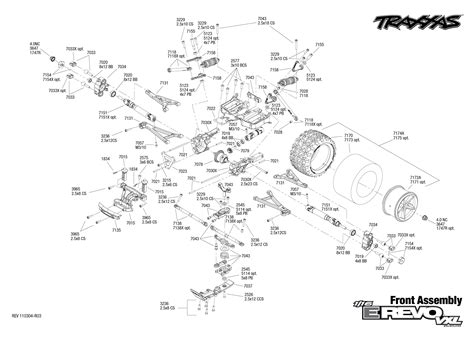 exploded view traxxas  revo  vxl front part astra