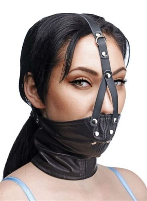 leather neck corset collar harness mouth muzzle gag bdsm etsy