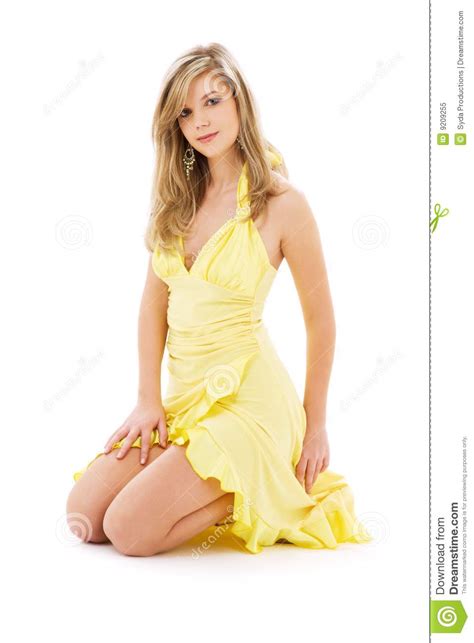 lovely girl in yellow dress stock image image of