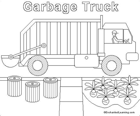 garbage truck  coloring page enchantedlearningcom