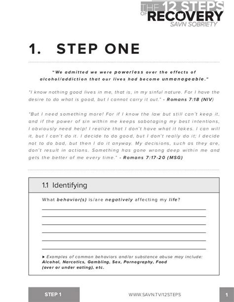printable aa step worksheets
