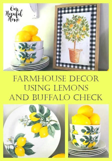 farmhouse decor  lemons  buffalo check
