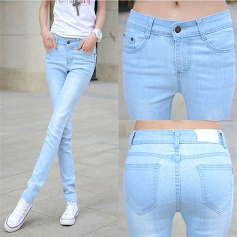 Summer Ultra Thin Wearing White Light Color Jeans Female