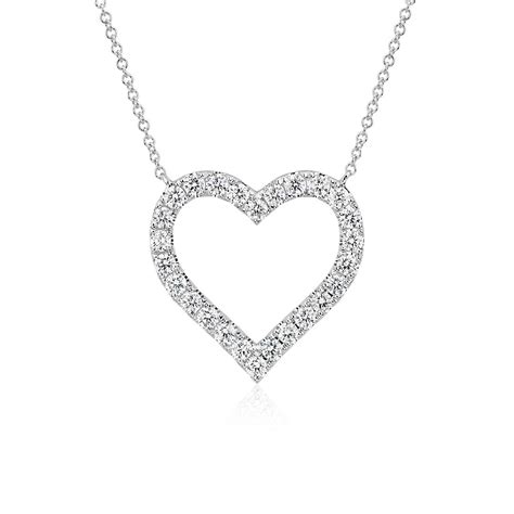 diamond heart necklace   white gold  ct tw blue nile