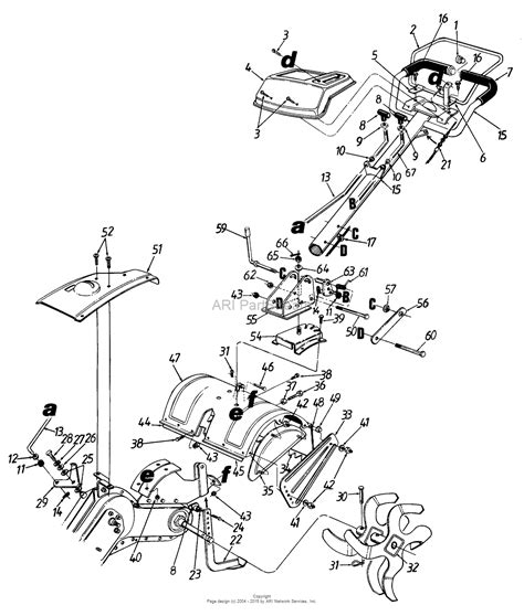 mtd     parts diagram  rear tine tiller upper assembly