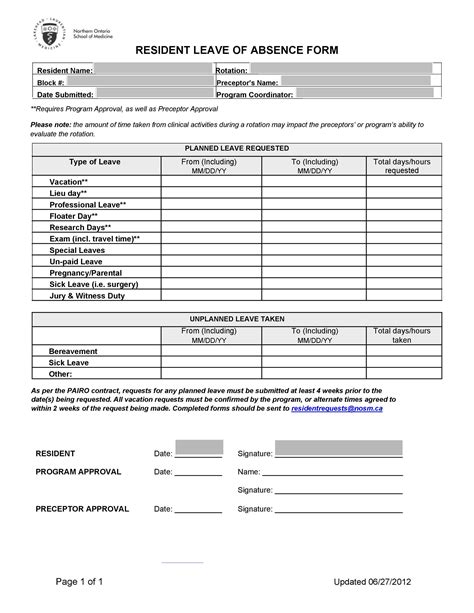leave  absence template  template gambaran