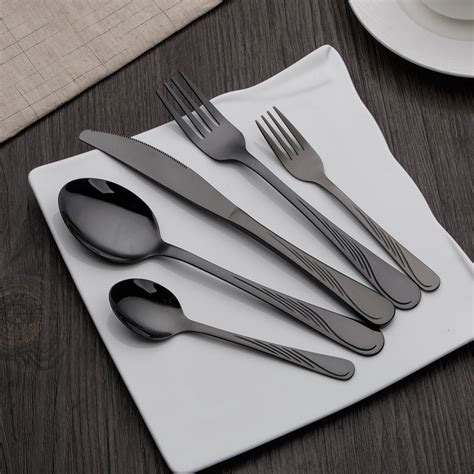 matteblack stainless steel matte black silverware set cutlery