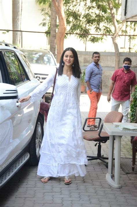 Rakulpreet Singh Papped In A White Long Kurta Set In Andheri