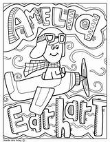 Earhart Doodles Activities Classroomdoodles Coloringpage Ameliaearhart August sketch template
