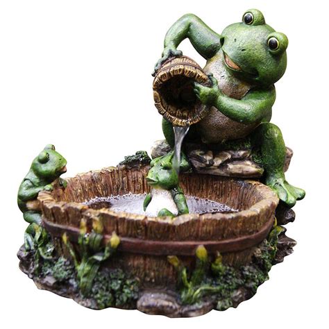alpine   mother frog bathing family tabletop fountain